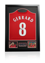 Load image into Gallery viewer, Steven Gerrard signed framed 2005 Liverpool football shirt