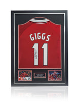 Load image into Gallery viewer, Ryan Giggs signed framed 1999 treble Champions League Manchester United football shirt
