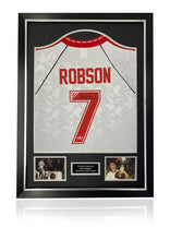 Load image into Gallery viewer, Bryan Robson signed framed 91 CWC Manchester United Shirt football