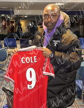 Load image into Gallery viewer, Andy Cole signed framed Manchester United 1999 football shirt
