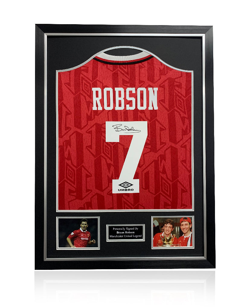 Bryan Robson signed framed 92/94 Manchester United Shirt football