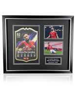Load image into Gallery viewer, Bruno Fernandes signed framed FIFA football card montage
