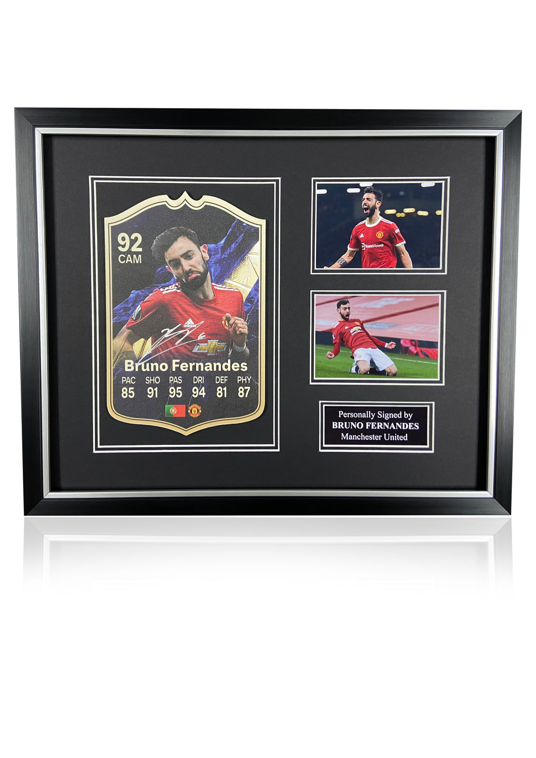 Bruno Fernandes signed framed FIFA football card montage
