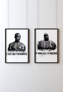Biggie Smalls & 2pac hip hop set of 2 prints