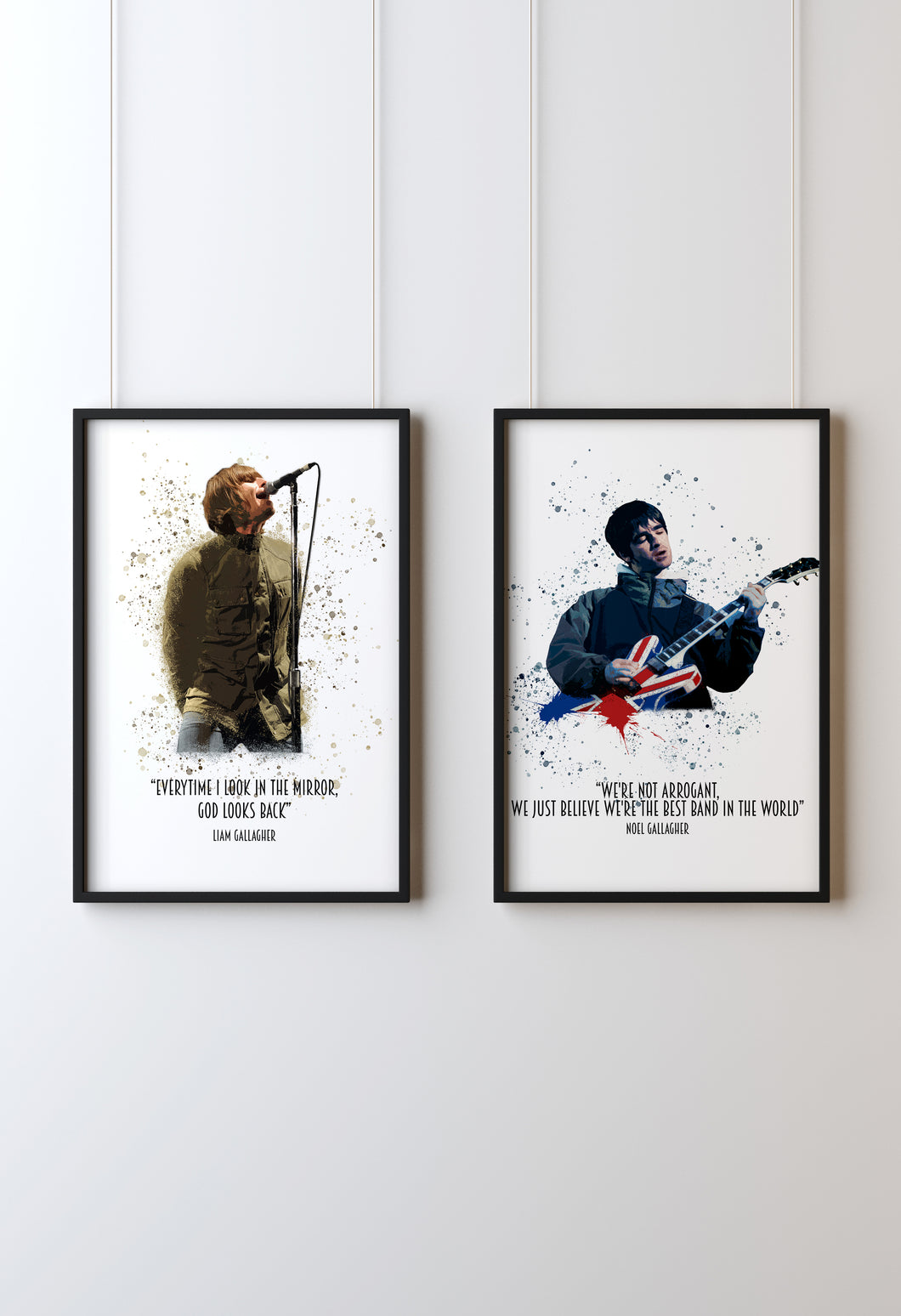 Liam and Noel Gallagher Oasis band set of 2, music prints