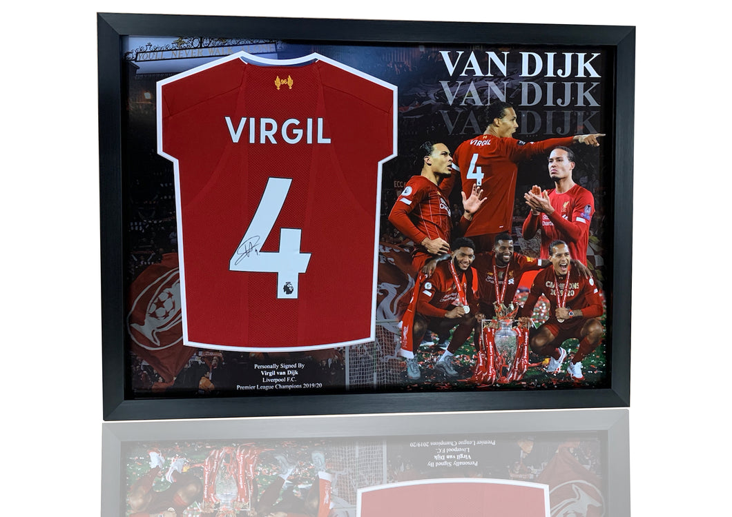 Virgil Van Dijk montage framed signed shirt