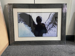 Angel double mount framed wall art