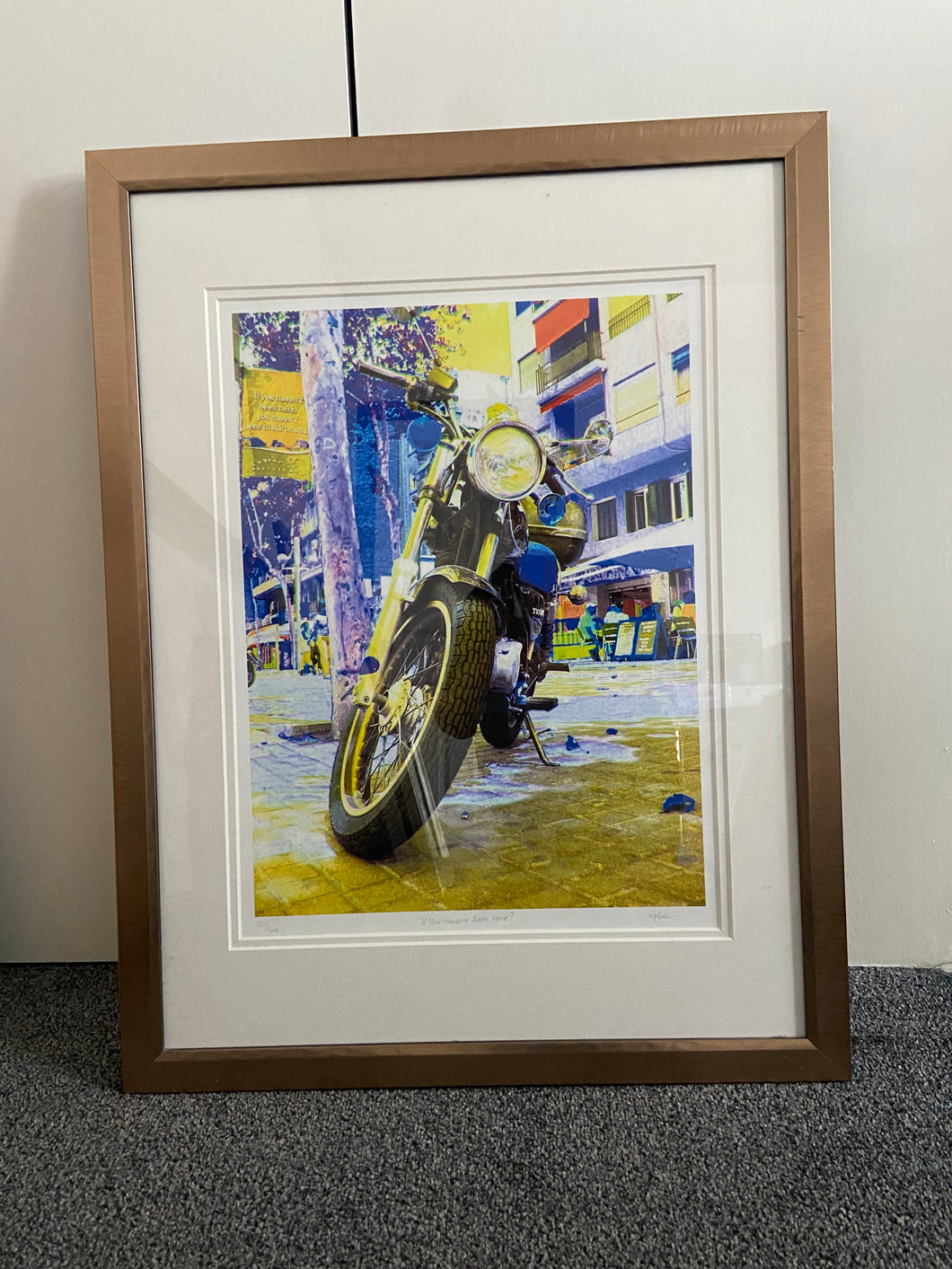 Motorbike print limited edition framed wall art