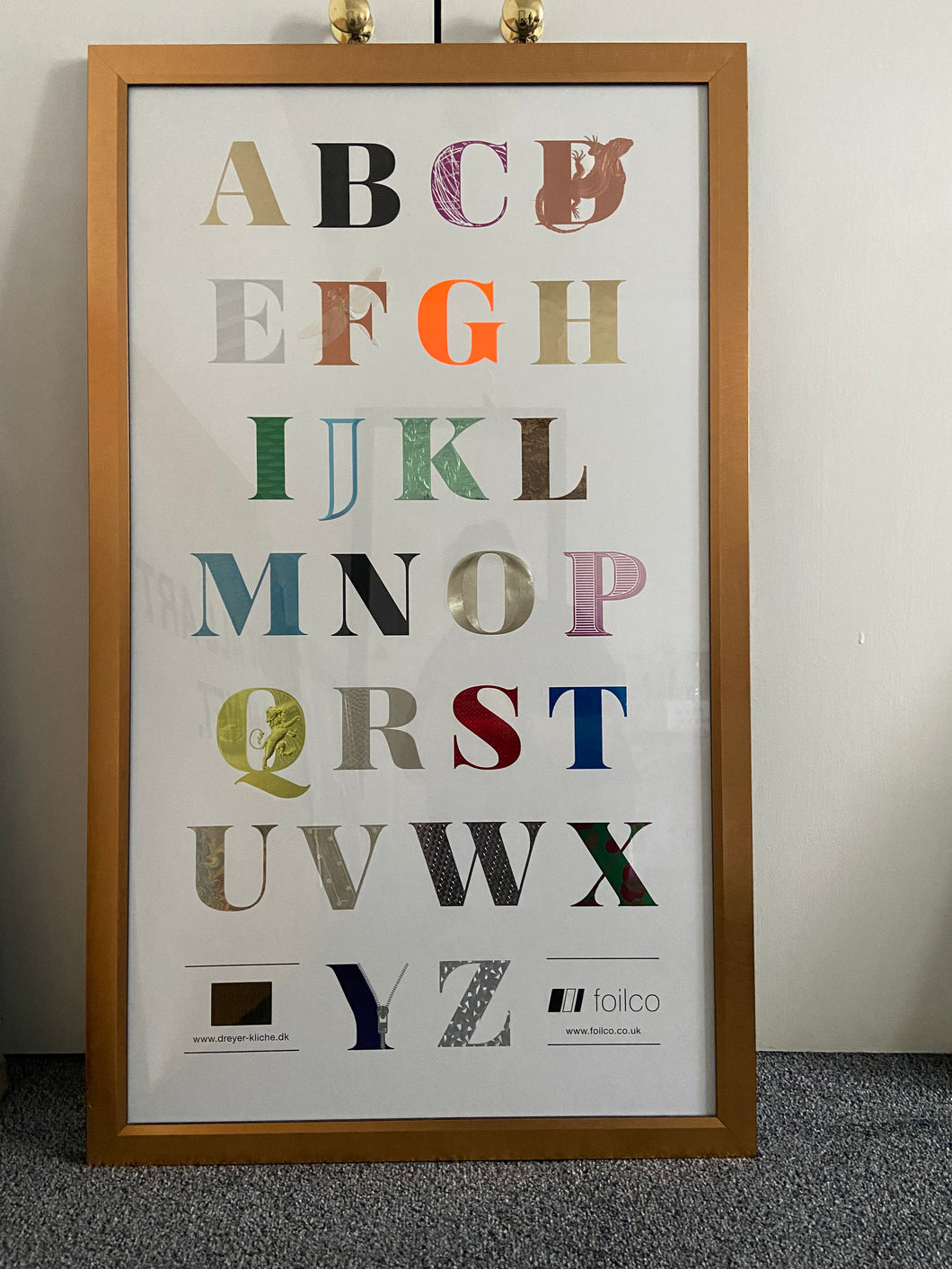 Alphabet foil framed wall art