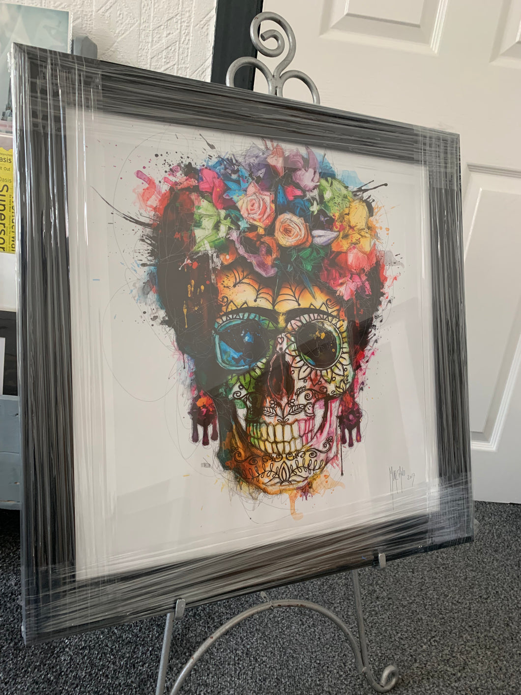 Colourful skull Murciano framed wall art