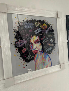 Afro woman framed wall art