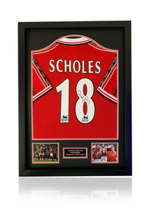Paul Scholes Manchester United 1999 signed framed shirt