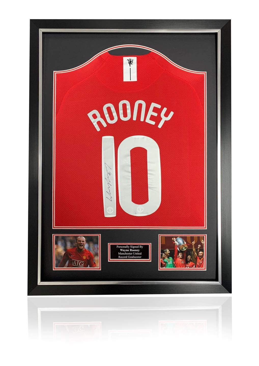 Wayne Rooney 2008 double winning signed framed shirt
