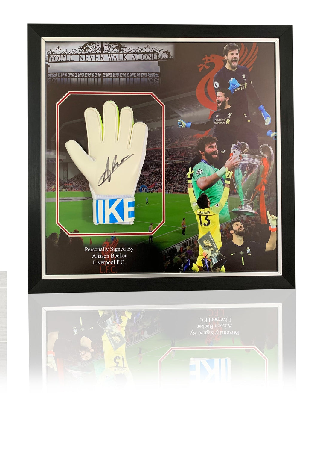 Alisson Becker signed framed glove