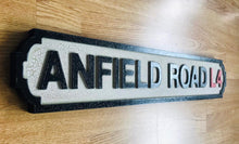 Load image into Gallery viewer, Anfield Road (Liverpool FC) Football Vintage Street Sign
