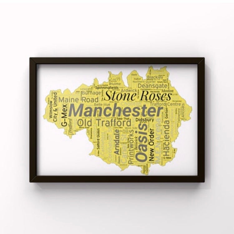 Manchester map word art print