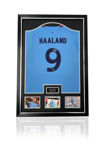 Erling Haaland framed deluxe signed Manchester City shirt