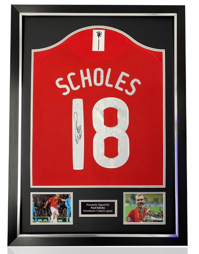 Paul Scholes 2008 signed framed shirt
