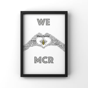 Manchester bee word art we love Manchester print